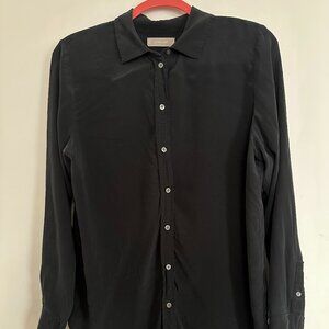 Everlane black silk longsleeve button-up